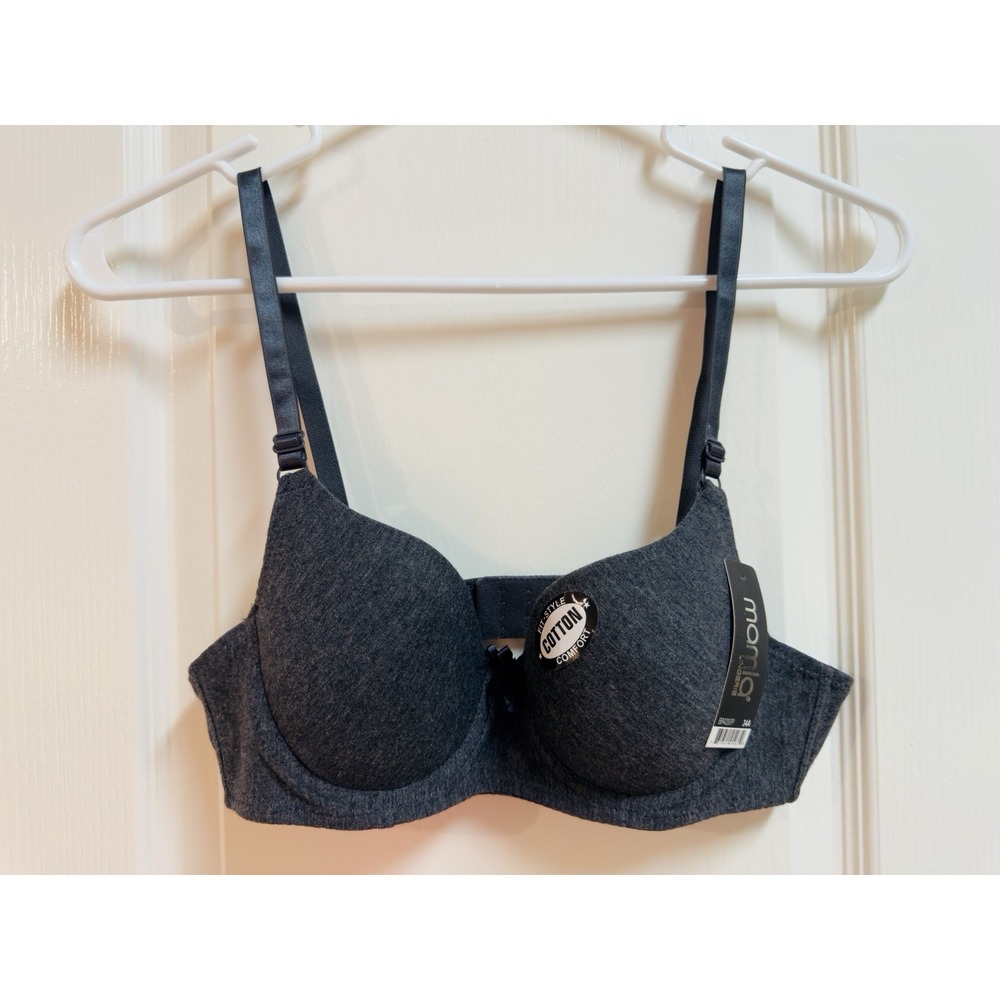 Mamia Lingerie Underwire Lined T-shirt Bra NWT Size 34A dark Gray Comfort Fit